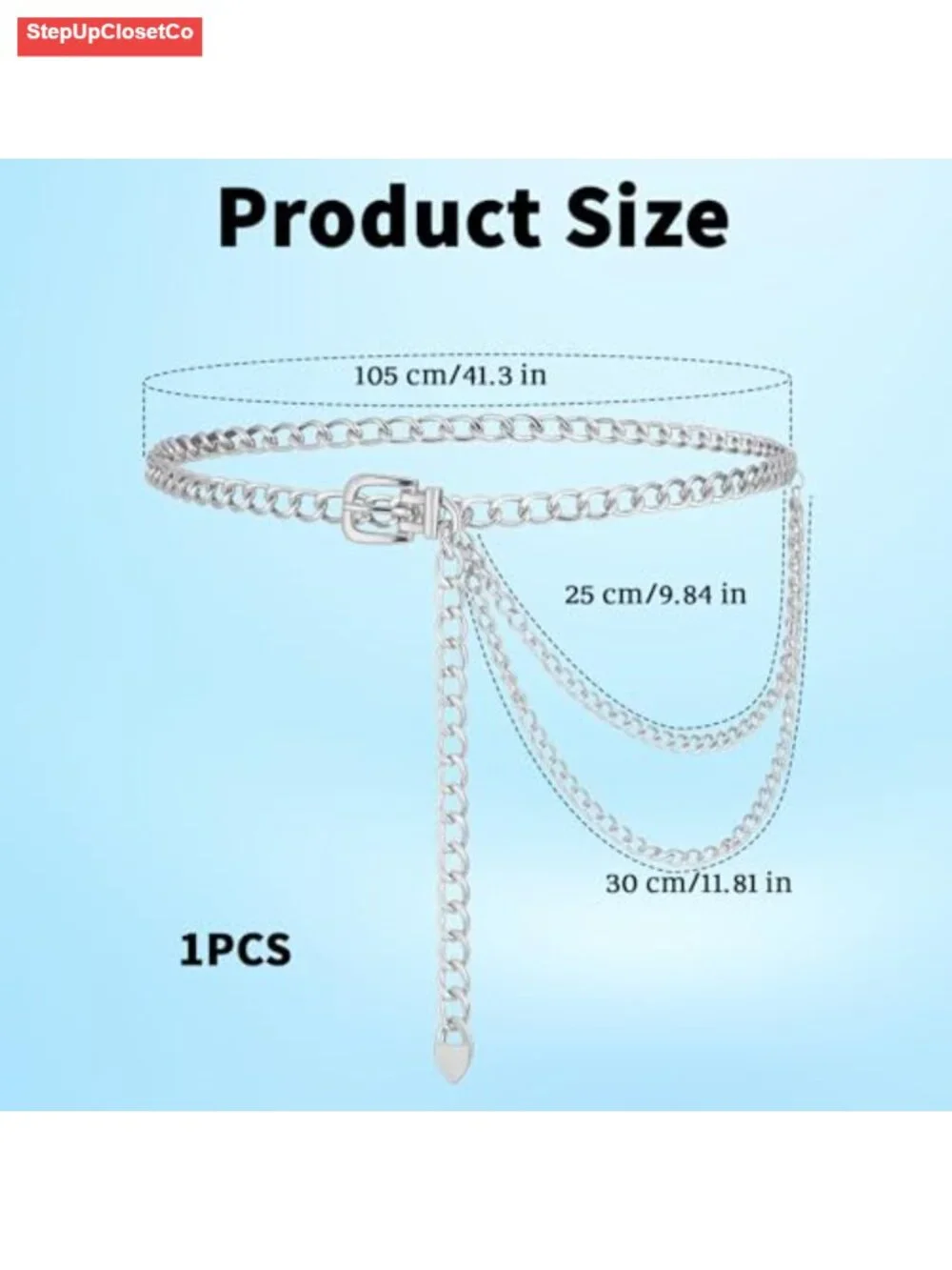 Punk Waist Chain Belt Multilayer Silver Metal Alloy Adjustable